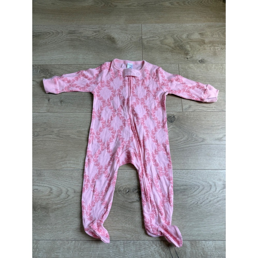 EUC Baby Girl touched by nature 100% ORGANIC cotton pink footie sleeper sz 3-6M